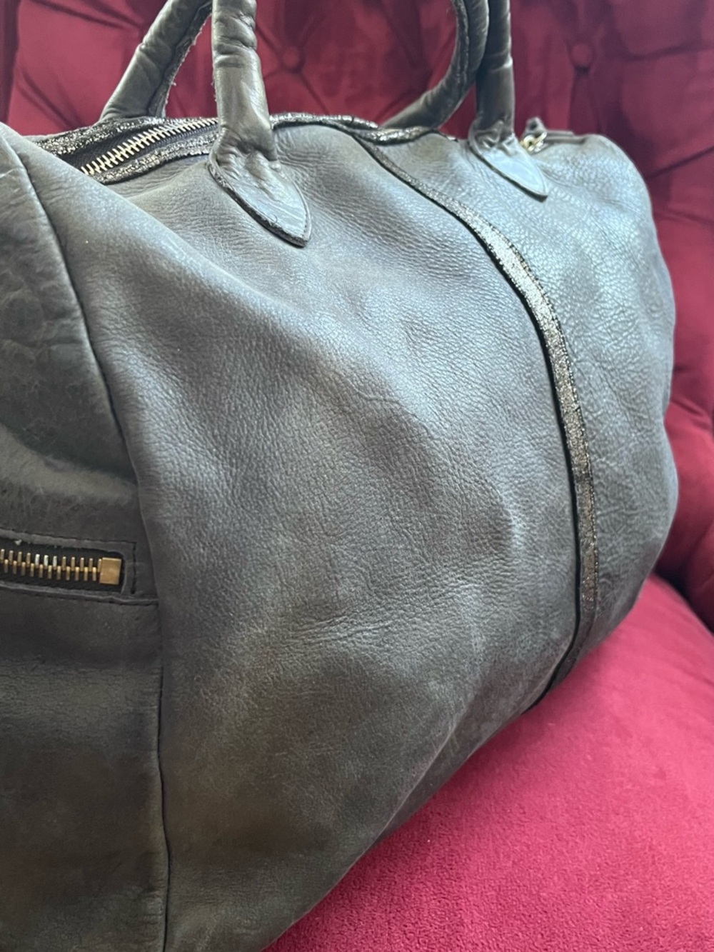 Aridza Bross leather handbag in a blue/grey with sparkle detailing - Picture 6 of 13